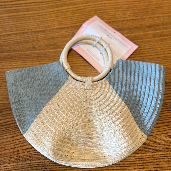 cupcakes & cashmere Kids Two-Tone Woven Bag in Blue and Cream - Picture 7 of 7